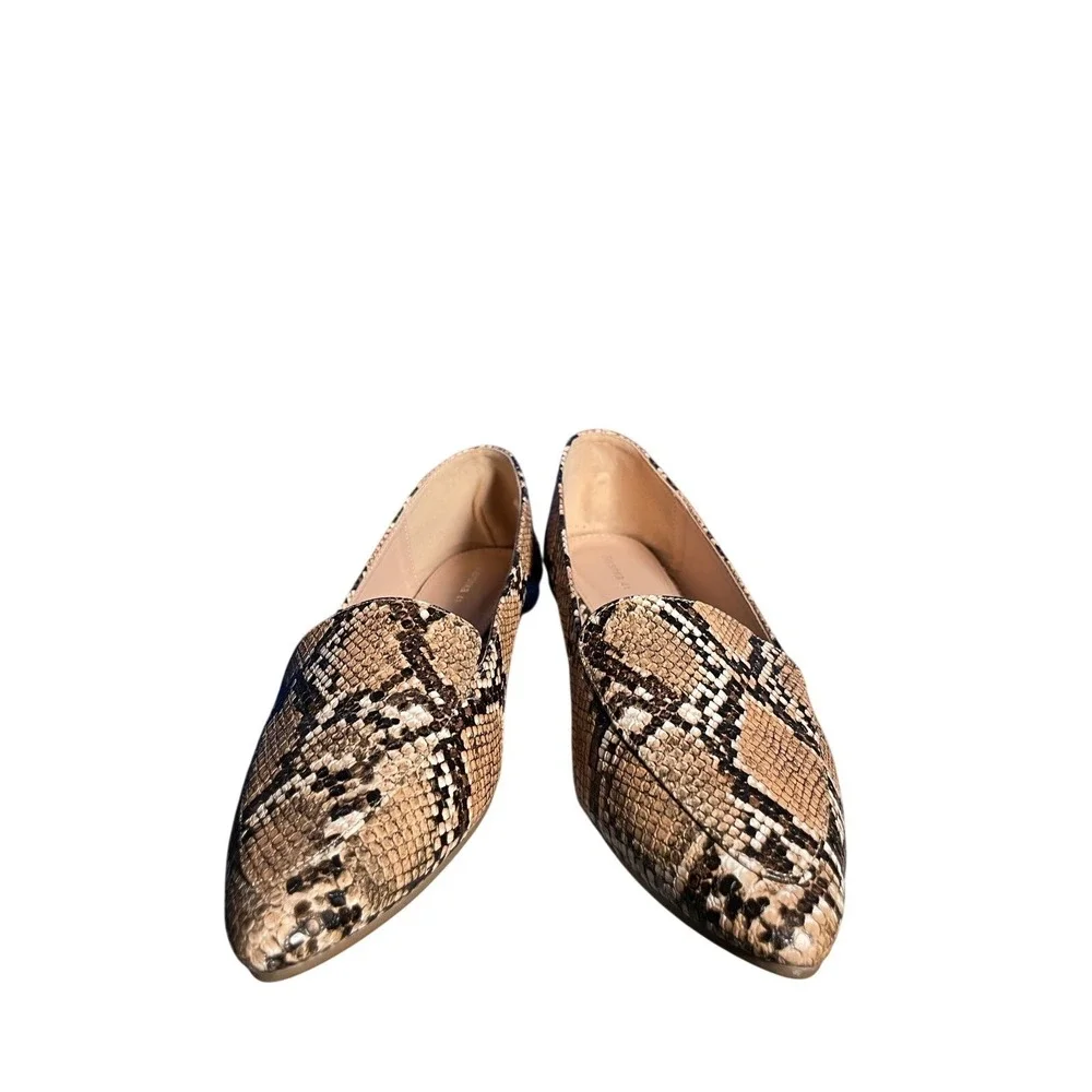 Bershka Women's‎ Snake Print Loafers Pointed Toe Flats Shoes